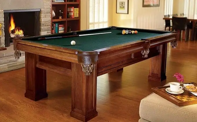 Wooden Pool Table In Living Room
